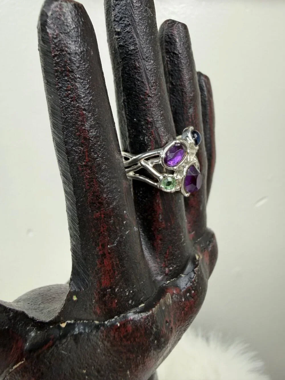 Avon Colorful Rhinestone Silver Tone Ring Size 6.5 NRT